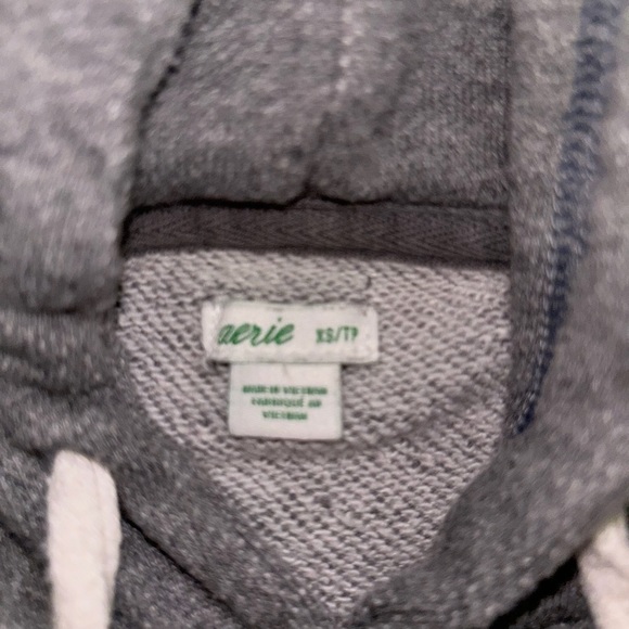 Aerie Gray Hoodie Sweatshirt Cropped Boxy Size XS - Picture 3 of 3